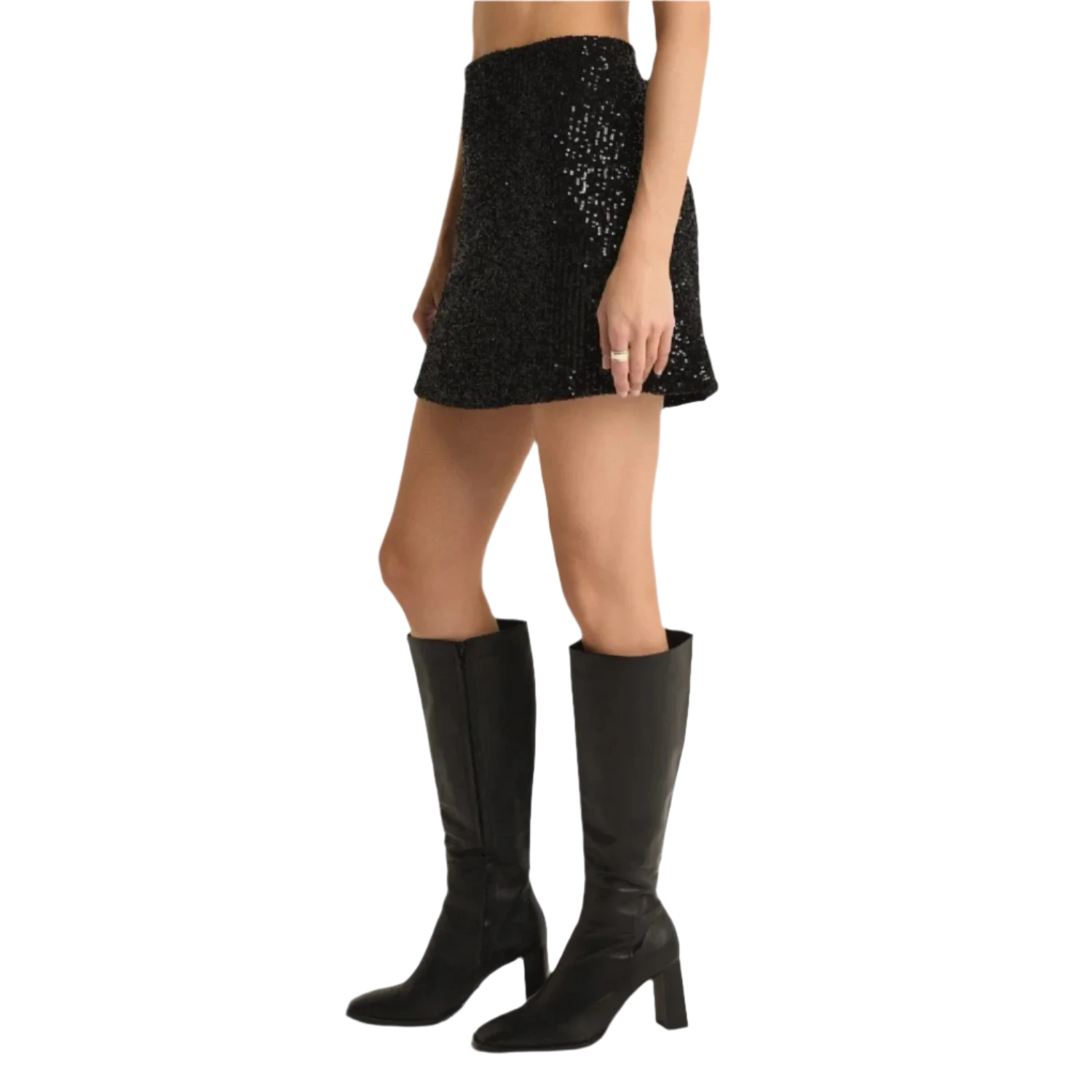 Z Supply 02. WOMENS APPAREL - WOMENS DRESS|SKIRT - WOMENS SKIRT CASUAL Women's Ciera Sequin Mini Skirt BLK BLACK