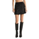 Z Supply 02. WOMENS APPAREL - WOMENS DRESS|SKIRT - WOMENS SKIRT CASUAL Women's Ciera Sequin Mini Skirt BLK BLACK