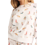 Z Supply 02. WOMENS APPAREL - WOMENS LS SHIRTS - WOMENS LS LOUNGE Women's Cozy Up Pup Long Sleeve Top WHT WHITE