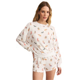 Z Supply 02. WOMENS APPAREL - WOMENS LS SHIRTS - WOMENS LS LOUNGE Women's Cozy Up Pup Long Sleeve Top WHT WHITE