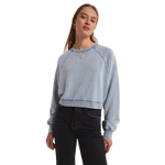 Z Supply 02. WOMENS APPAREL - WOMENS HOODIES|SWEATERS - WOMENS PO SWEATERS Women's Crop Out Knit Denim Sweatshirt WAI WASHED INDIGO