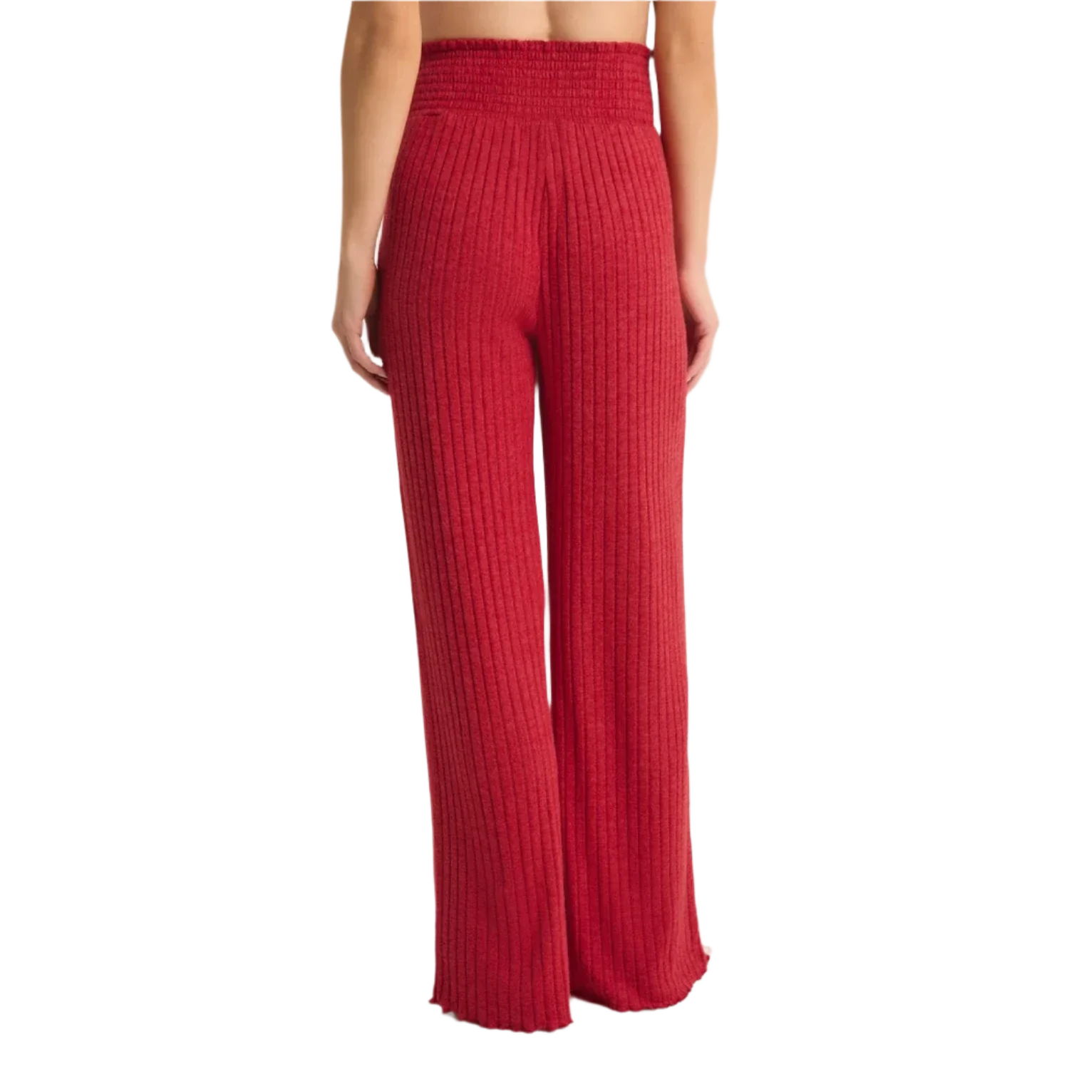 Z Supply 02. WOMENS APPAREL - WOMENS PANTS - WOMENS PANTS LOUNGE Women's Dawn Smocked Rib Pant HAU HAUTE RED