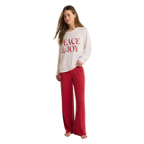 Z Supply 02. WOMENS APPAREL - WOMENS PANTS - WOMENS PANTS LOUNGE Women's Dawn Smocked Rib Pant HAU HAUTE RED