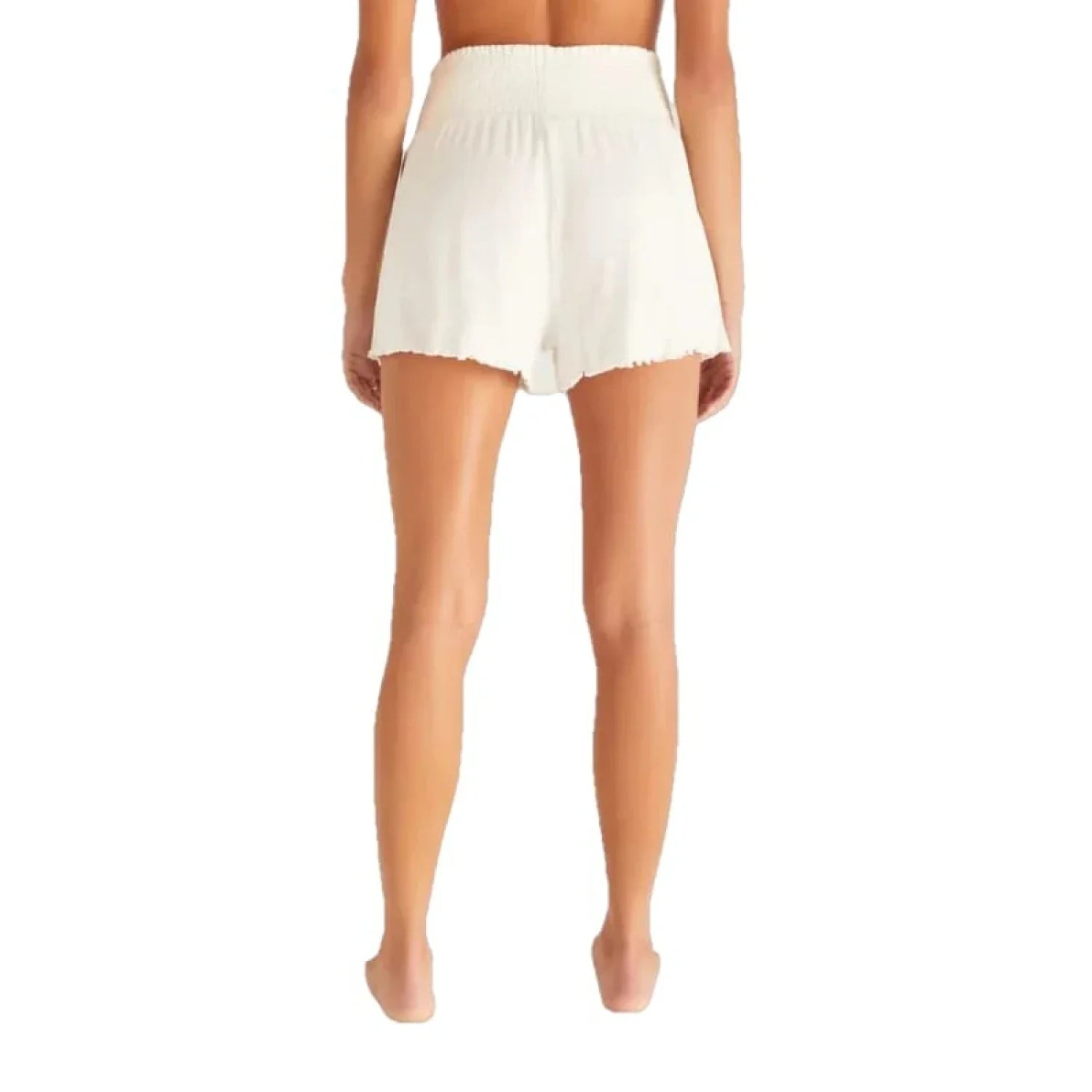 Z Supply 02. WOMENS APPAREL - WOMENS SHORTS - WOMENS SHORTS LOUNGE Women's Dawn Smocked Rib Short WSL WHITE SHELL