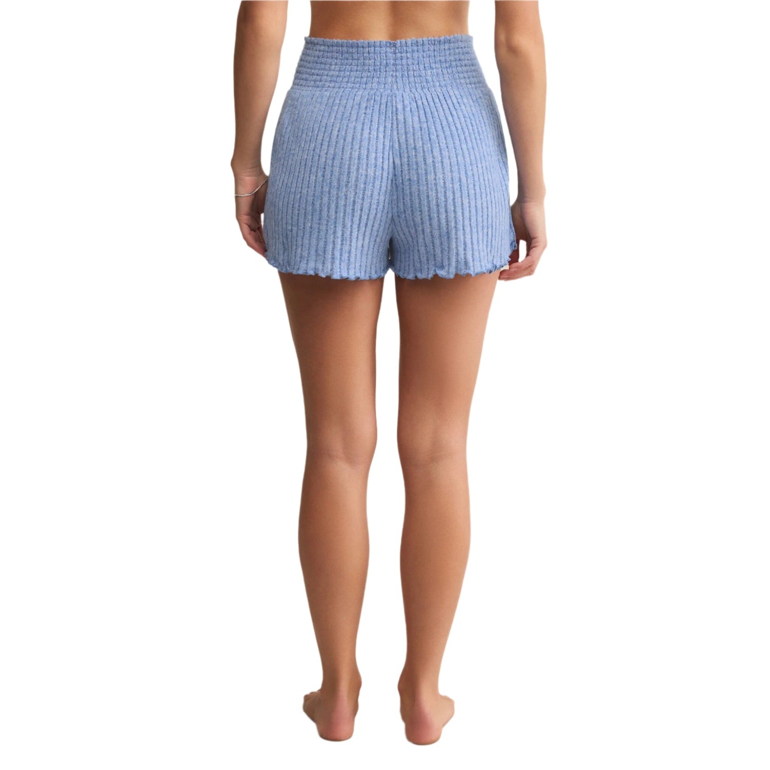 Z Supply 02. WOMENS APPAREL - WOMENS SHORTS - WOMENS SHORTS LOUNGE Women's Dawn Smocked Rib Short RVI RIVIERA