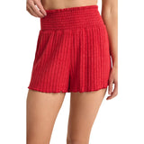 Z Supply 02. WOMENS APPAREL - WOMENS SHORTS - WOMENS SHORTS LOUNGE Women's Dawn Smocked Rib Short HAU HAUTE RED