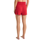 Z Supply 02. WOMENS APPAREL - WOMENS SHORTS - WOMENS SHORTS LOUNGE Women's Dawn Smocked Rib Short HAU HAUTE RED