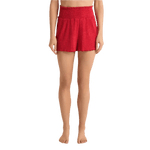 Z Supply 02. WOMENS APPAREL - WOMENS SHORTS - WOMENS SHORTS LOUNGE Women's Dawn Smocked Rib Short HAU HAUTE RED