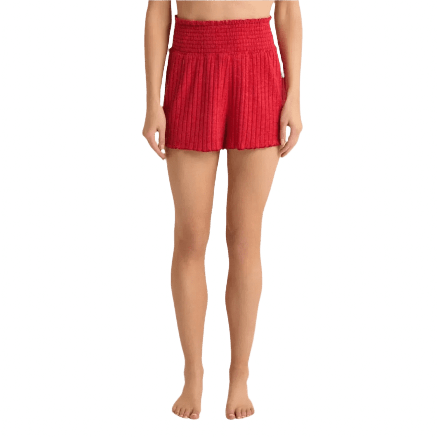 Z Supply 02. WOMENS APPAREL - WOMENS SHORTS - WOMENS SHORTS LOUNGE Women's Dawn Smocked Rib Short HAU HAUTE RED