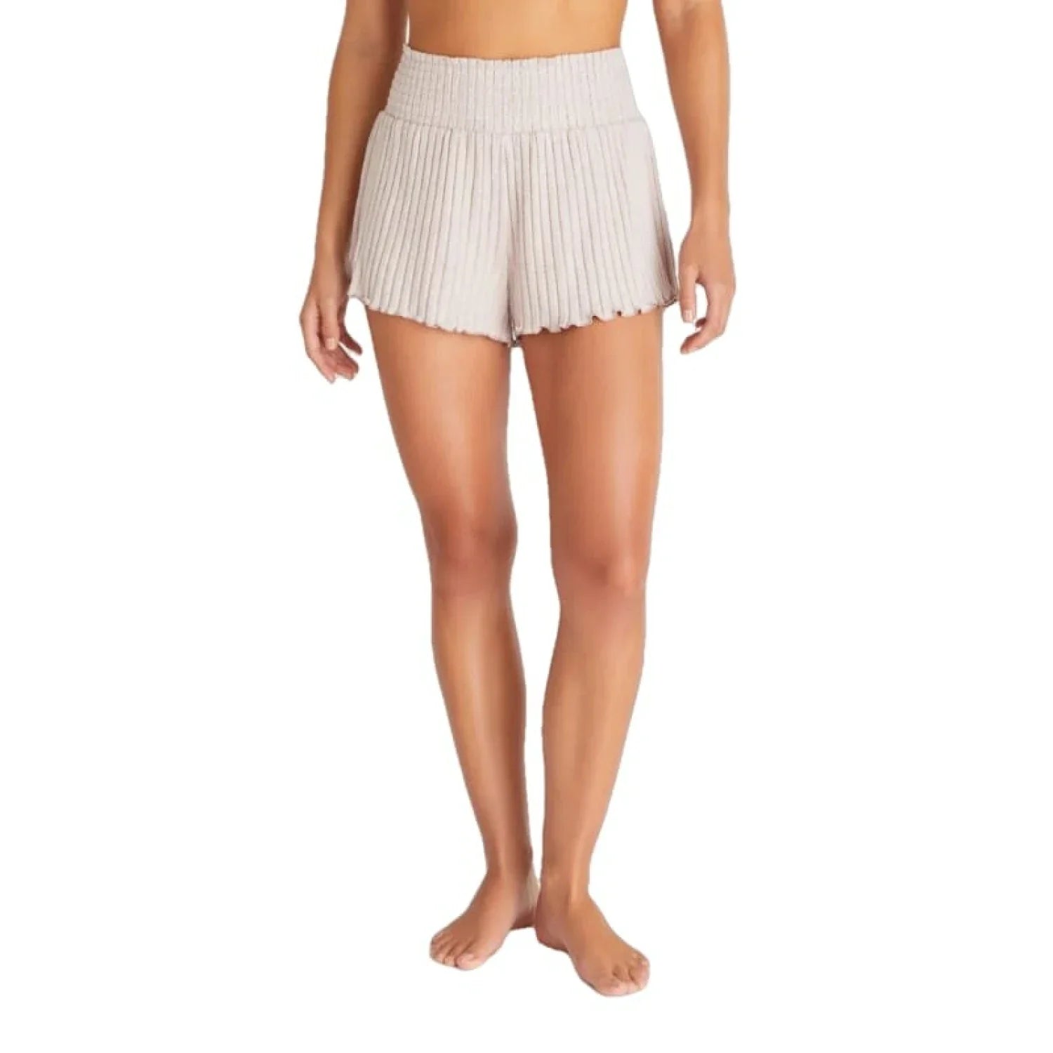 Z Supply 02. WOMENS APPAREL - WOMENS SHORTS - WOMENS SHORTS LOUNGE Women's Dawn Smocked Rib Short HTP HEATHER TAUPE