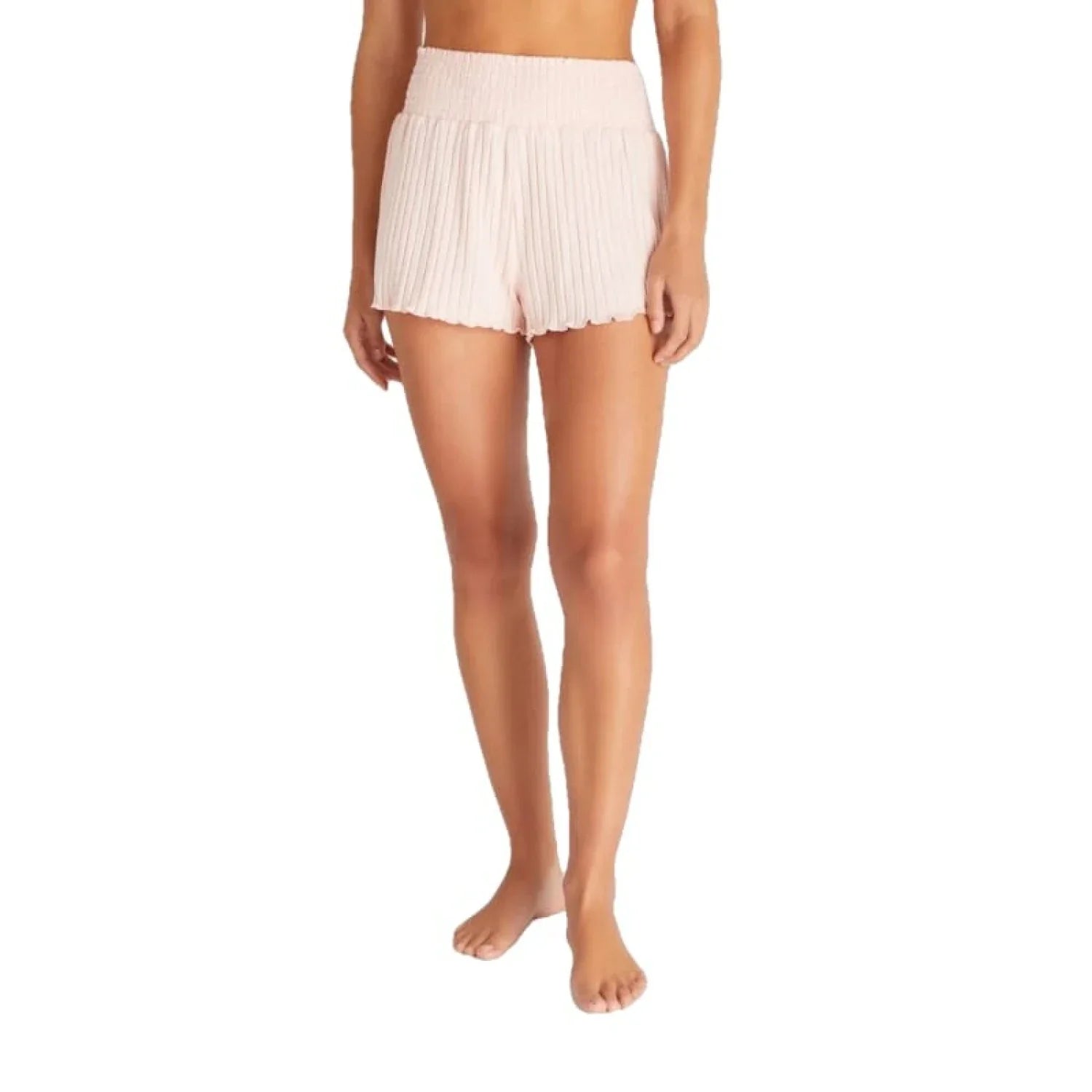 Z Supply 02. WOMENS APPAREL - WOMENS SHORTS - WOMENS SHORTS LOUNGE Women's Dawn Smocked Rib Short PNM PINK CREAM