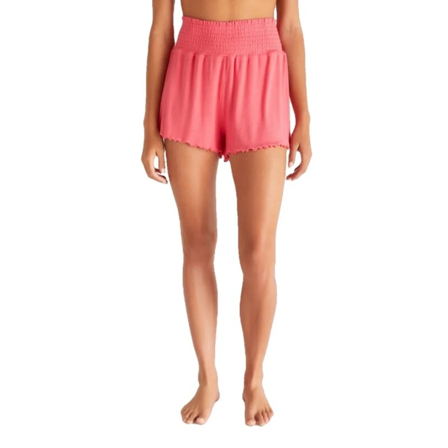 Z Supply 02. WOMENS APPAREL - WOMENS SHORTS - WOMENS SHORTS LOUNGE Women's Dawn Smocked Rib Short WML WATERMELON