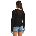 Z Supply 02. WOMENS APPAREL - WOMENS LS SHIRTS - WOMENS LS CASUAL Women's Donovan Crochet Top BLK BLACK