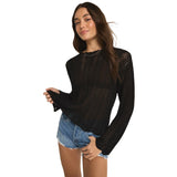 Z Supply 02. WOMENS APPAREL - WOMENS LS SHIRTS - WOMENS LS CASUAL Women's Donovan Crochet Top BLK BLACK