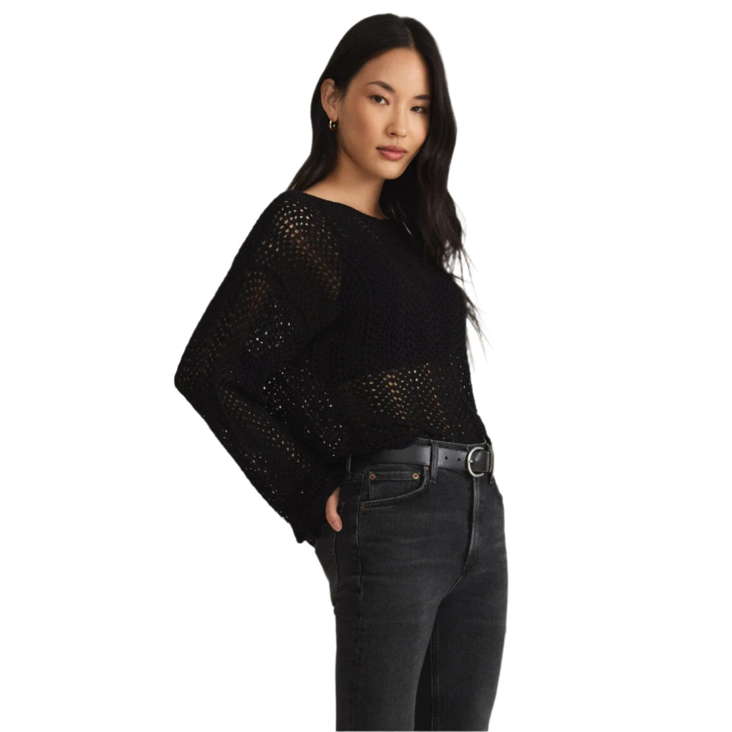 Z Supply 02. WOMENS APPAREL - WOMENS LS SHIRTS - WOMENS LS CASUAL Women's Donovan Crochet Top BLK BLACK