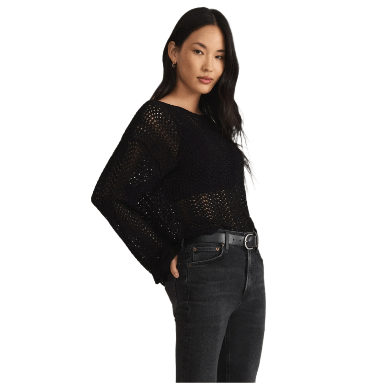 Z Supply 02. WOMENS APPAREL - WOMENS LS SHIRTS - WOMENS LS CASUAL Women's Donovan Crochet Top BLK BLACK