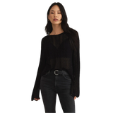 Z Supply 02. WOMENS APPAREL - WOMENS LS SHIRTS - WOMENS LS CASUAL Women's Donovan Crochet Top BLK BLACK