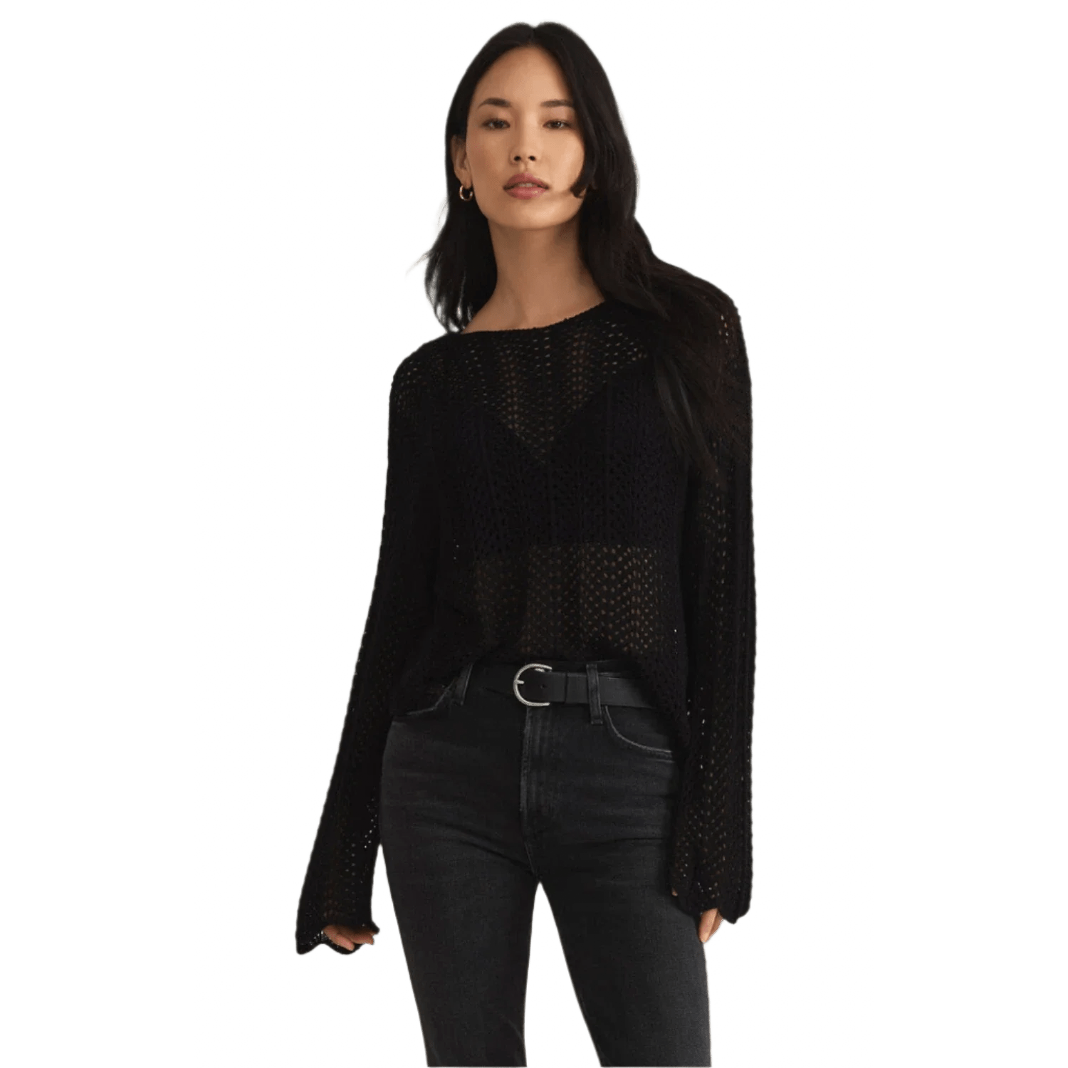 Z Supply 02. WOMENS APPAREL - WOMENS LS SHIRTS - WOMENS LS CASUAL Women's Donovan Crochet Top BLK BLACK