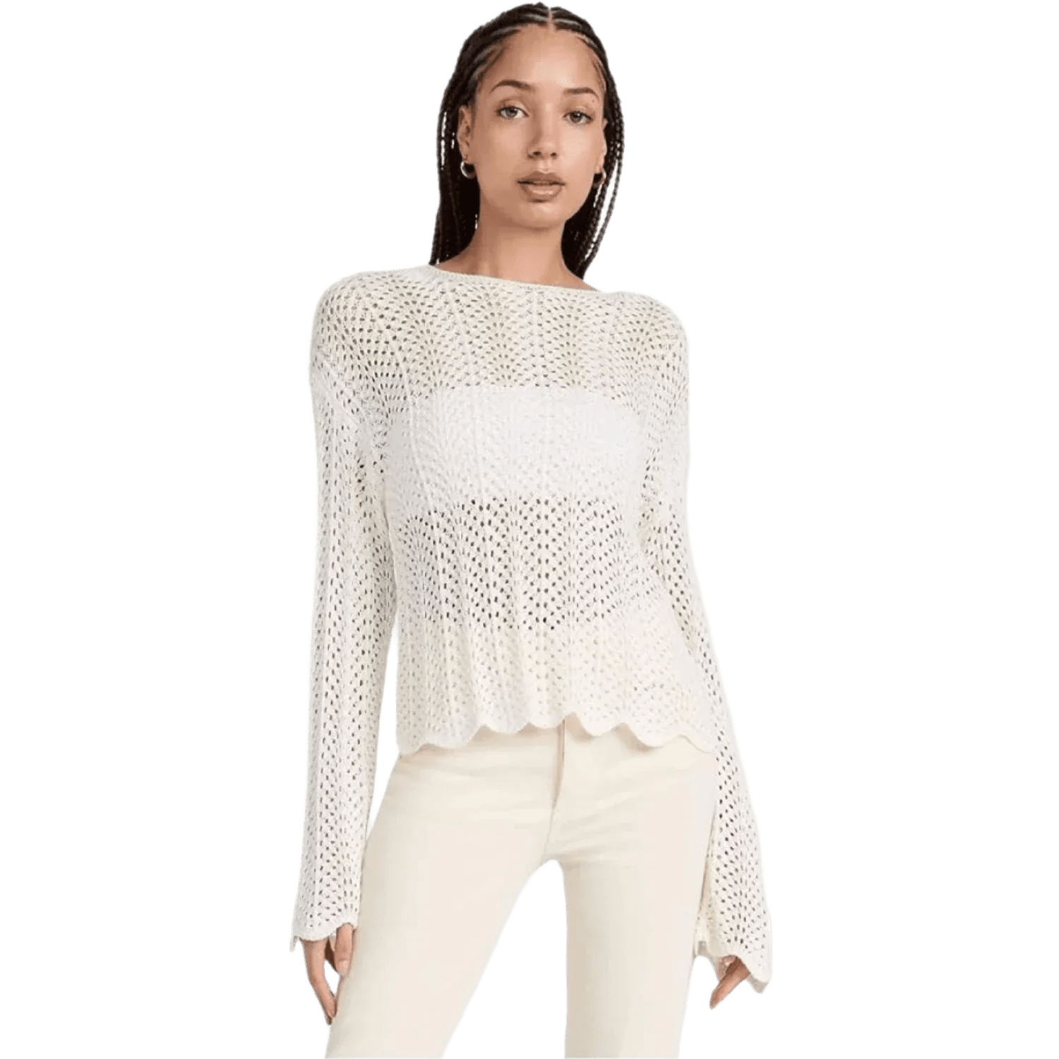 Z Supply 02. WOMENS APPAREL - WOMENS LS SHIRTS - WOMENS LS CASUAL Women's Donovan Crochet Top SSN SANDSTONE