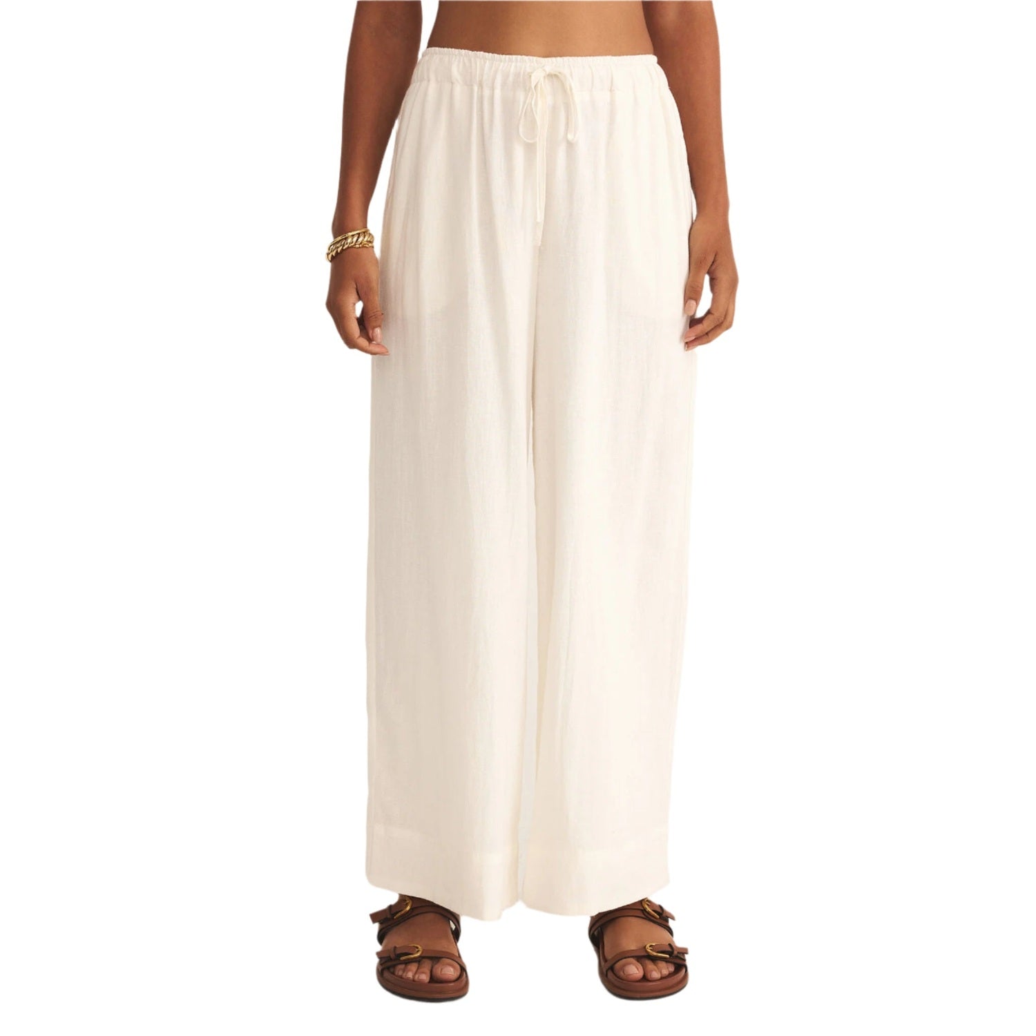 Z Supply 02. WOMENS APPAREL - WOMENS PANTS - WOMENS PANTS CASUAL Women's Easton Textured Linen Pant WHT WHITE