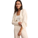 Z Supply 02. WOMENS APPAREL - WOMENS LS SHIRTS - WOMENS LS LOUNGE Women's Elsa Cable Cardigan VAC VANILLA ICE