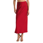 Z Supply 02. WOMENS APPAREL - WOMENS DRESS|SKIRT - WOMENS SKIRT CASUAL Women's Europa Luxe Sheen Midi Skirt HAU HAUTE RED