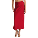 Z Supply 02. WOMENS APPAREL - WOMENS DRESS|SKIRT - WOMENS SKIRT CASUAL Women's Europa Luxe Sheen Midi Skirt HAU HAUTE RED