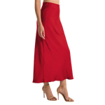 Z Supply 02. WOMENS APPAREL - WOMENS DRESS|SKIRT - WOMENS SKIRT CASUAL Women's Europa Luxe Sheen Midi Skirt HAU HAUTE RED