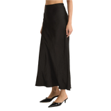 Z Supply 02. WOMENS APPAREL - WOMENS DRESS|SKIRT - WOMENS SKIRT CASUAL Women's Europa Luxe Sheen Midi Skirt BLK BLACK