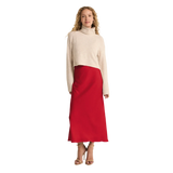 Z Supply 02. WOMENS APPAREL - WOMENS DRESS|SKIRT - WOMENS SKIRT CASUAL Women's Europa Luxe Sheen Midi Skirt HAU HAUTE RED