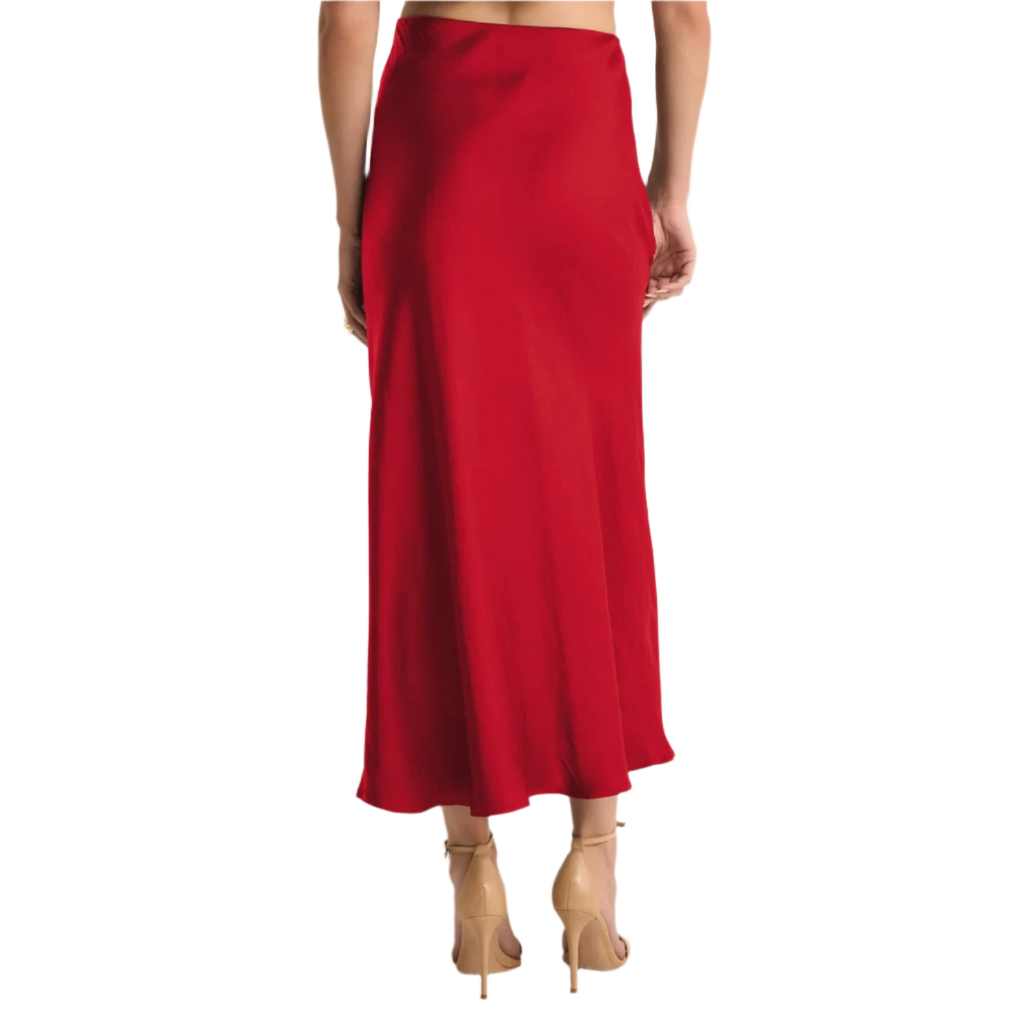 Z Supply 02. WOMENS APPAREL - WOMENS DRESS|SKIRT - WOMENS SKIRT CASUAL Women's Europa Luxe Sheen Midi Skirt HAU HAUTE RED