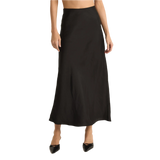 Z Supply 02. WOMENS APPAREL - WOMENS DRESS|SKIRT - WOMENS SKIRT CASUAL Women's Europa Luxe Sheen Midi Skirt BLK BLACK