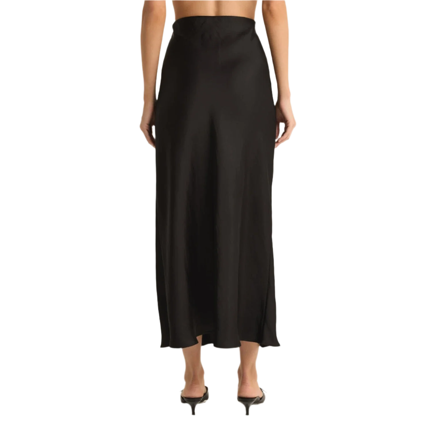 Z Supply 02. WOMENS APPAREL - WOMENS DRESS|SKIRT - WOMENS SKIRT CASUAL Women's Europa Luxe Sheen Midi Skirt BLK BLACK