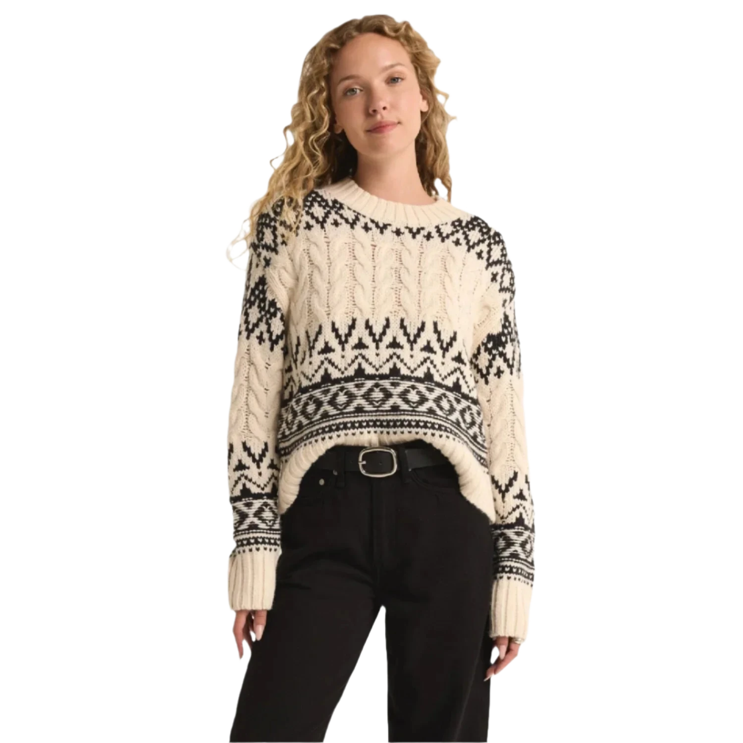 Z Supply 02. WOMENS APPAREL - WOMENS HOODIES|SWEATERS - WOMENS PO SWEATERS Women's Garland Fairisle Sweater SSA SEA SALT