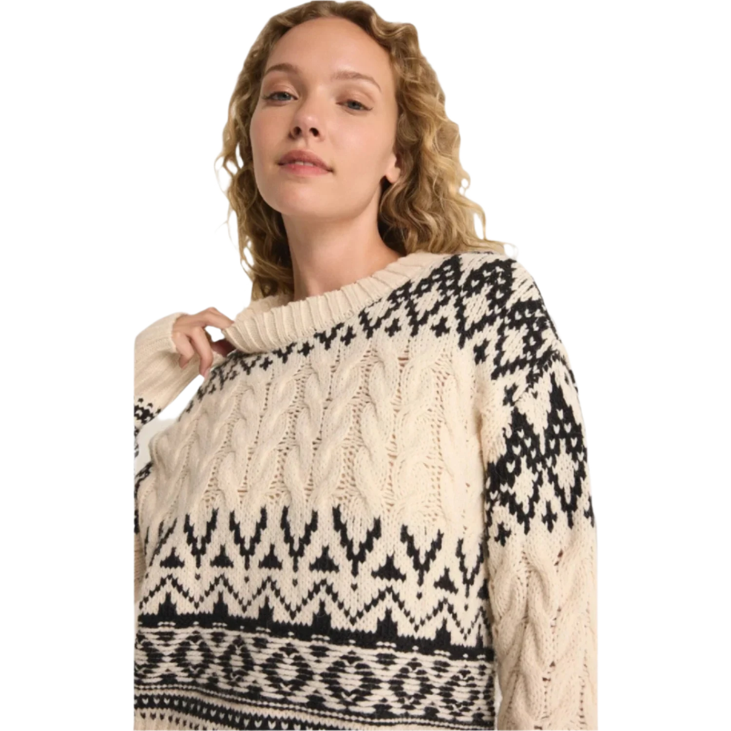 Z Supply 02. WOMENS APPAREL - WOMENS HOODIES|SWEATERS - WOMENS PO SWEATERS Women's Garland Fairisle Sweater SSA SEA SALT