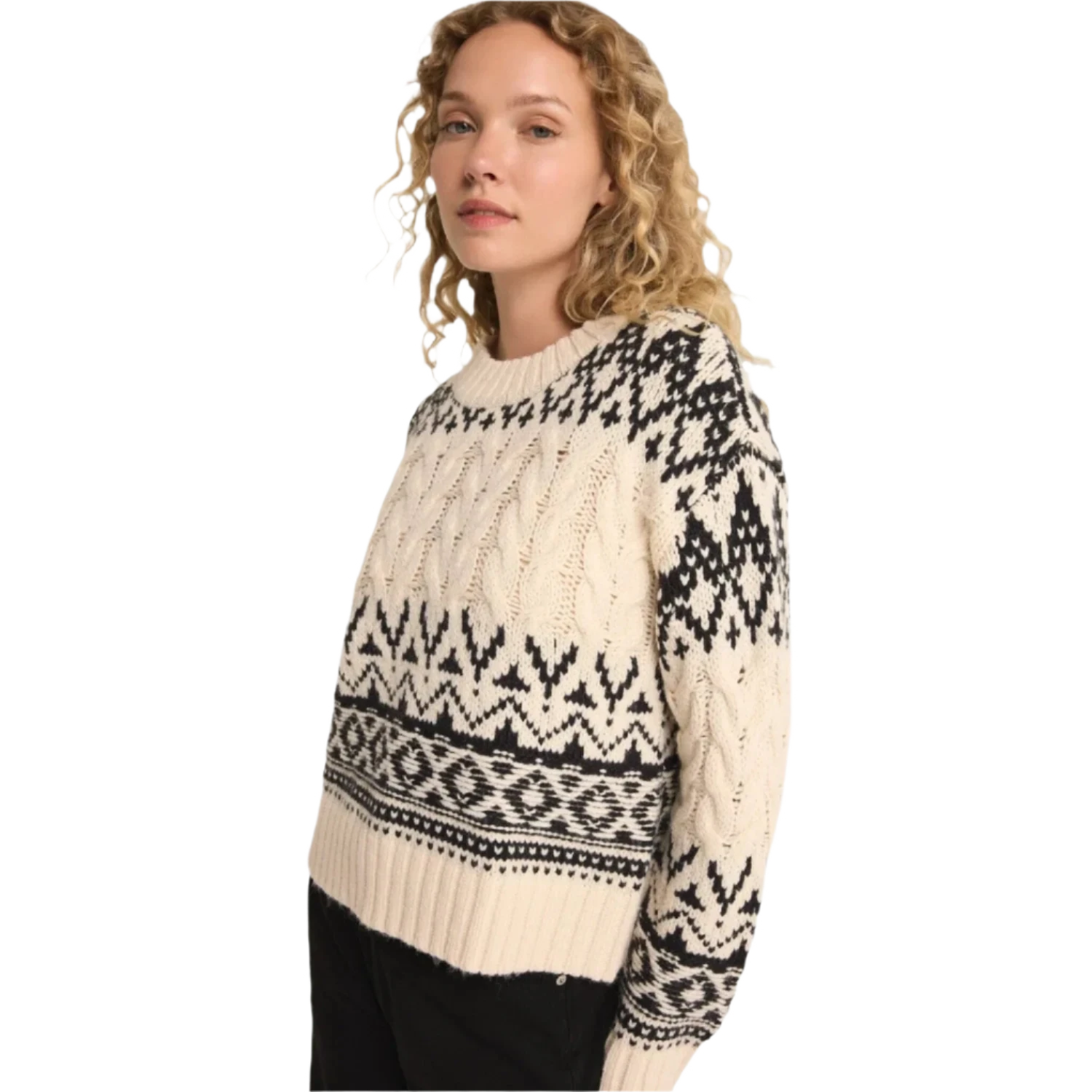 Z Supply 02. WOMENS APPAREL - WOMENS HOODIES|SWEATERS - WOMENS PO SWEATERS Women's Garland Fairisle Sweater SSA SEA SALT