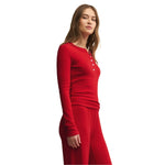 Z Supply 02. WOMENS APPAREL - WOMENS LS SHIRTS - WOMENS LS LOUNGE Women's Holly Pointelle Long Sleeve Top FVR FESTIVE RED