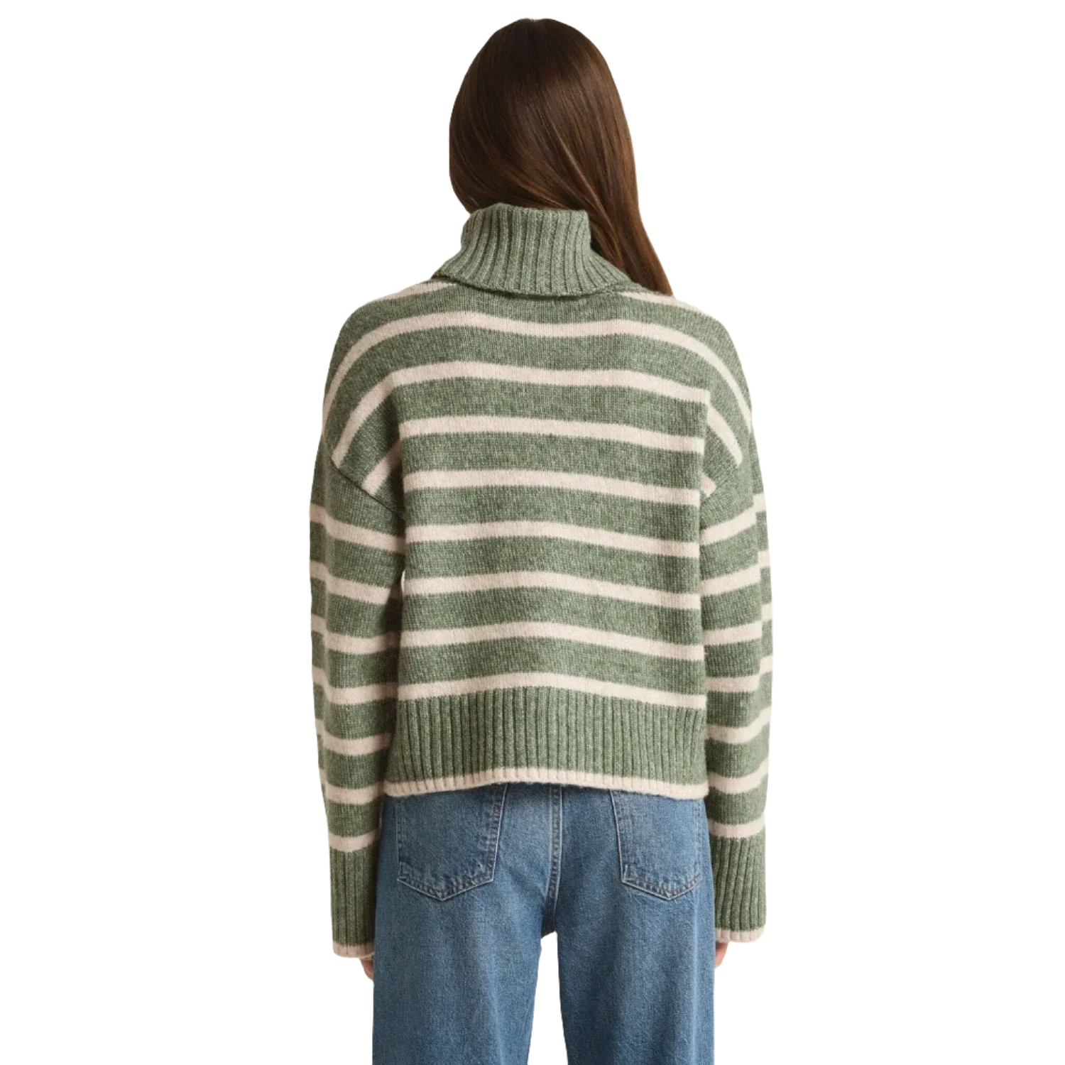 Z Supply 02. WOMENS APPAREL - WOMENS HOODIES|SWEATERS - WOMENS PO SWEATERS Women's Josephine Stripe Sweater PRN PALM GREEN