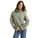 Z Supply 02. WOMENS APPAREL - WOMENS HOODIES|SWEATERS - WOMENS PO SWEATERS Women's Josephine Stripe Sweater PRN PALM GREEN