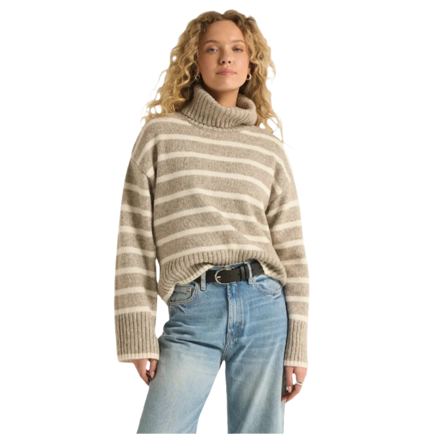 Z Supply 02. WOMENS APPAREL - WOMENS HOODIES|SWEATERS - WOMENS PO SWEATERS Women's Josephine Stripe Sweater HTP HEATHER TAUPE