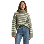 Z Supply 02. WOMENS APPAREL - WOMENS HOODIES|SWEATERS - WOMENS PO SWEATERS Women's Josephine Stripe Sweater PRN PALM GREEN