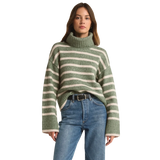 Z Supply 02. WOMENS APPAREL - WOMENS HOODIES|SWEATERS - WOMENS PO SWEATERS Women's Josephine Stripe Sweater PRN PALM GREEN