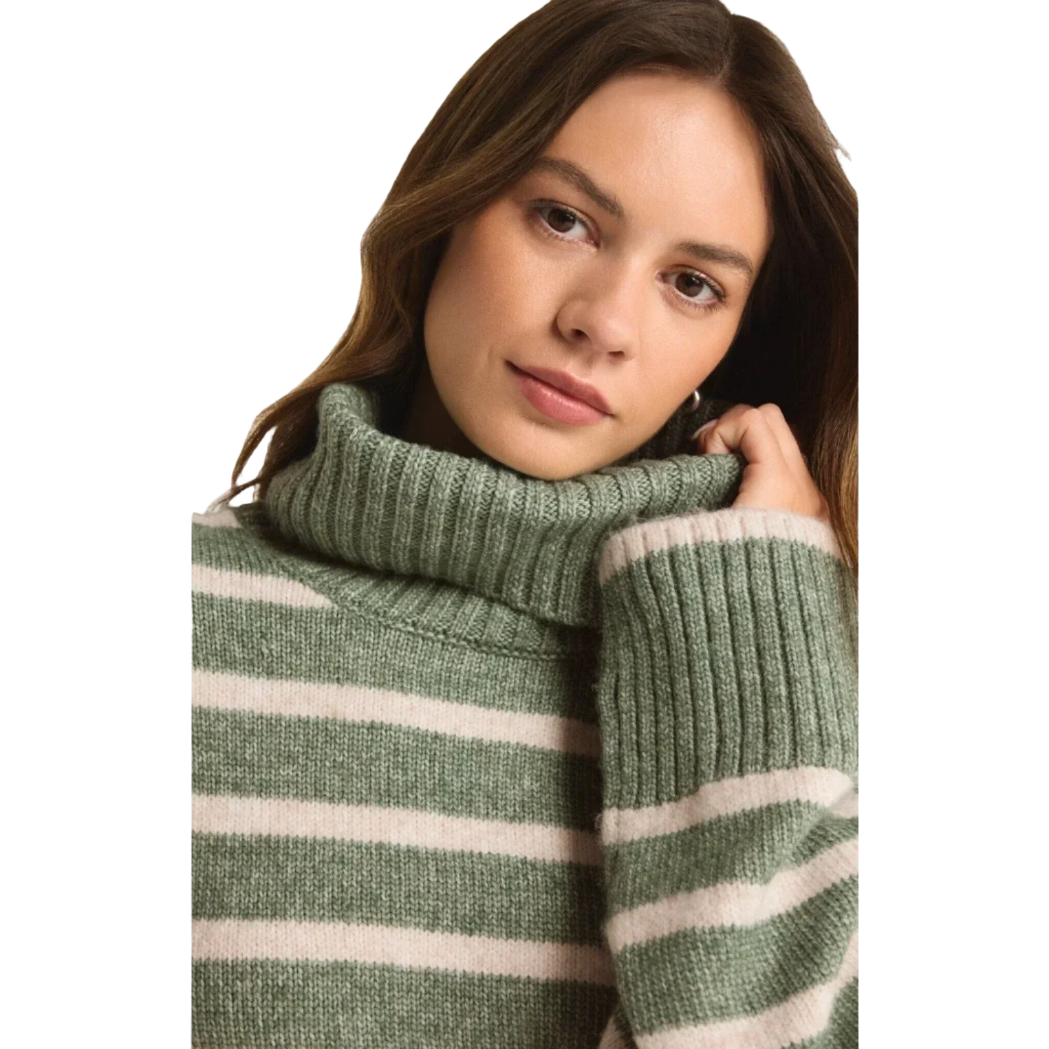 Z Supply 02. WOMENS APPAREL - WOMENS HOODIES|SWEATERS - WOMENS PO SWEATERS Women's Josephine Stripe Sweater PRN PALM GREEN