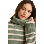 Z Supply 02. WOMENS APPAREL - WOMENS HOODIES|SWEATERS - WOMENS PO SWEATERS Women's Josephine Stripe Sweater PRN PALM GREEN