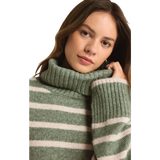 Z Supply 02. WOMENS APPAREL - WOMENS HOODIES|SWEATERS - WOMENS PO SWEATERS Women's Josephine Stripe Sweater PRN PALM GREEN