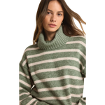 Z Supply 02. WOMENS APPAREL - WOMENS HOODIES|SWEATERS - WOMENS PO SWEATERS Women's Josephine Stripe Sweater PRN PALM GREEN