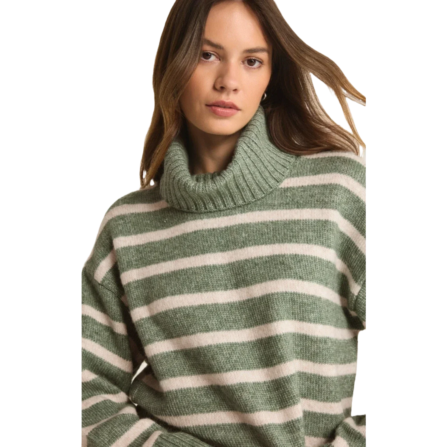 Z Supply 02. WOMENS APPAREL - WOMENS HOODIES|SWEATERS - WOMENS PO SWEATERS Women's Josephine Stripe Sweater PRN PALM GREEN