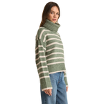 Z Supply 02. WOMENS APPAREL - WOMENS HOODIES|SWEATERS - WOMENS PO SWEATERS Women's Josephine Stripe Sweater PRN PALM GREEN