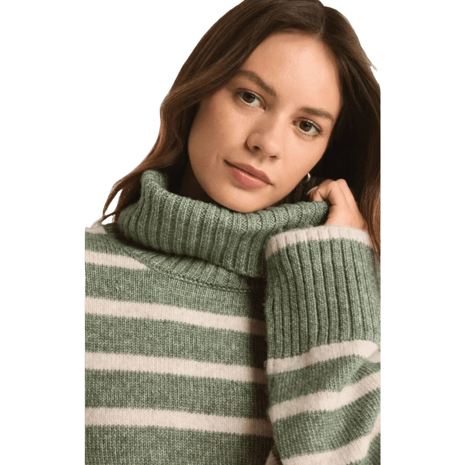 Z Supply 02. WOMENS APPAREL - WOMENS HOODIES|SWEATERS - WOMENS PO SWEATERS Women's Josephine Stripe Sweater PRN PALM GREEN