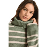 Z Supply 02. WOMENS APPAREL - WOMENS HOODIES|SWEATERS - WOMENS PO SWEATERS Women's Josephine Stripe Sweater PRN PALM GREEN